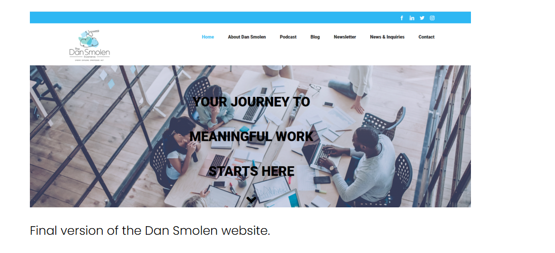 Final version of the Dan Smolen website homepage